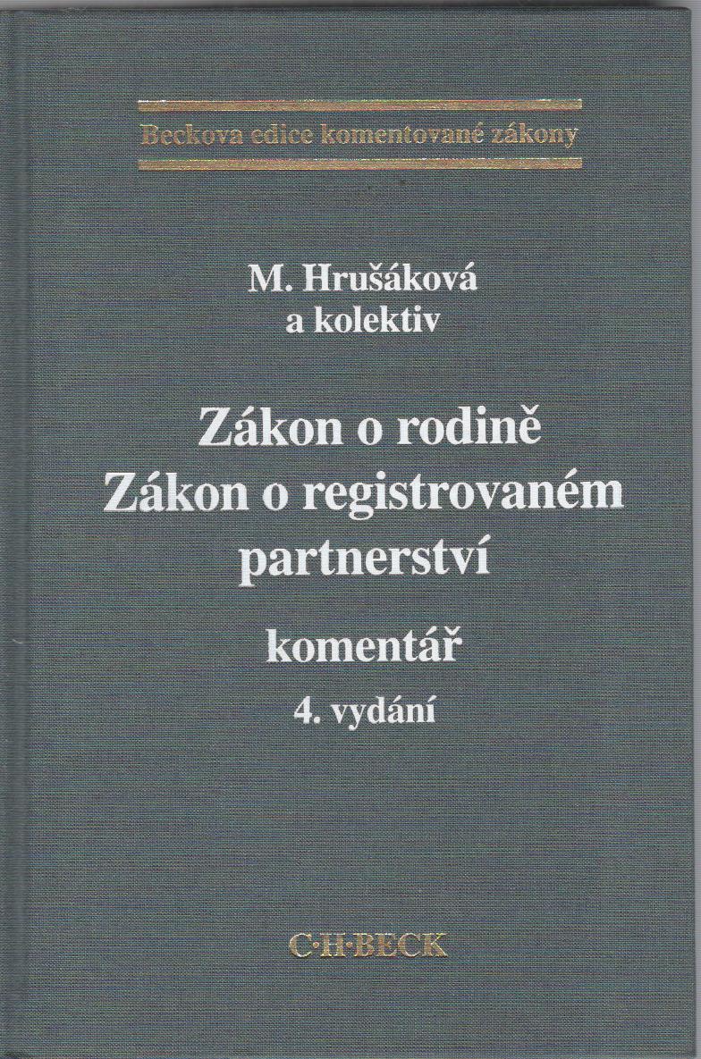 Zákon o rodině, Zákon o registrovaném partnerství, komentář, 4.vydanie