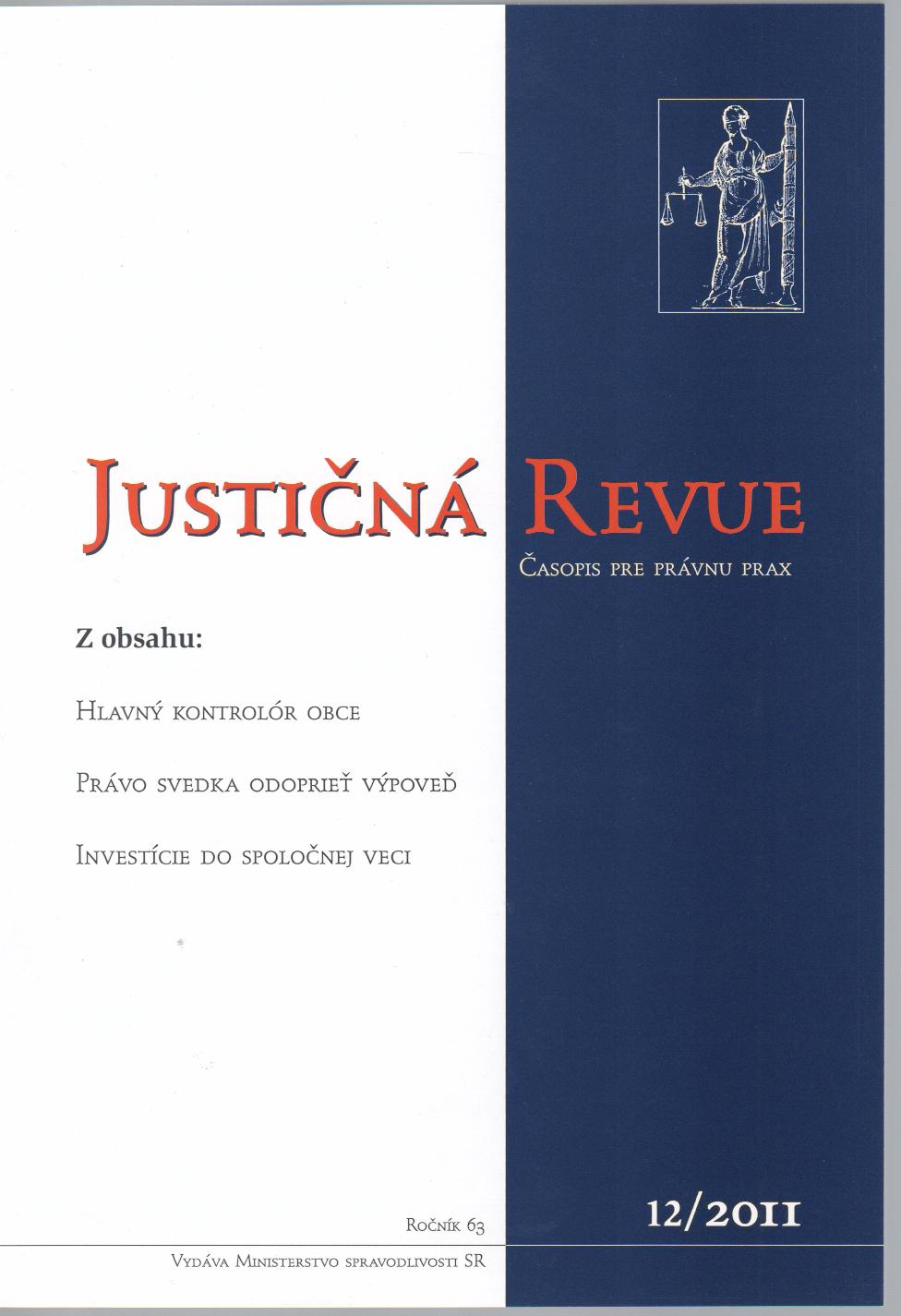 Justičná revue 12/2011 + CD