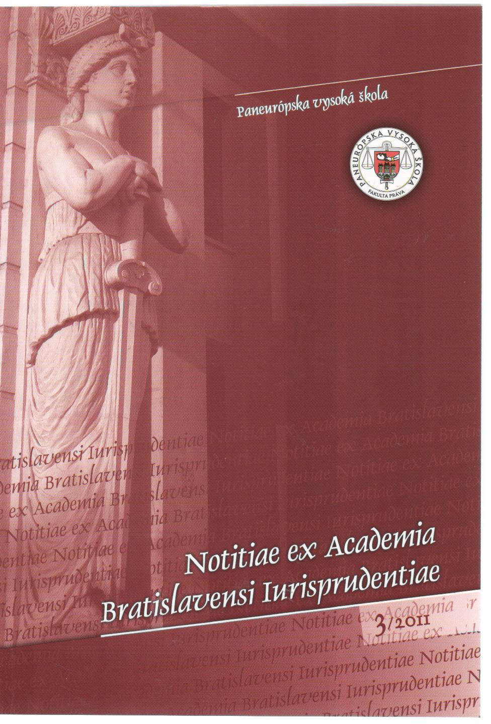 3/2011 Notitiae ex Academia Bratislavensi Iurisprudentiae