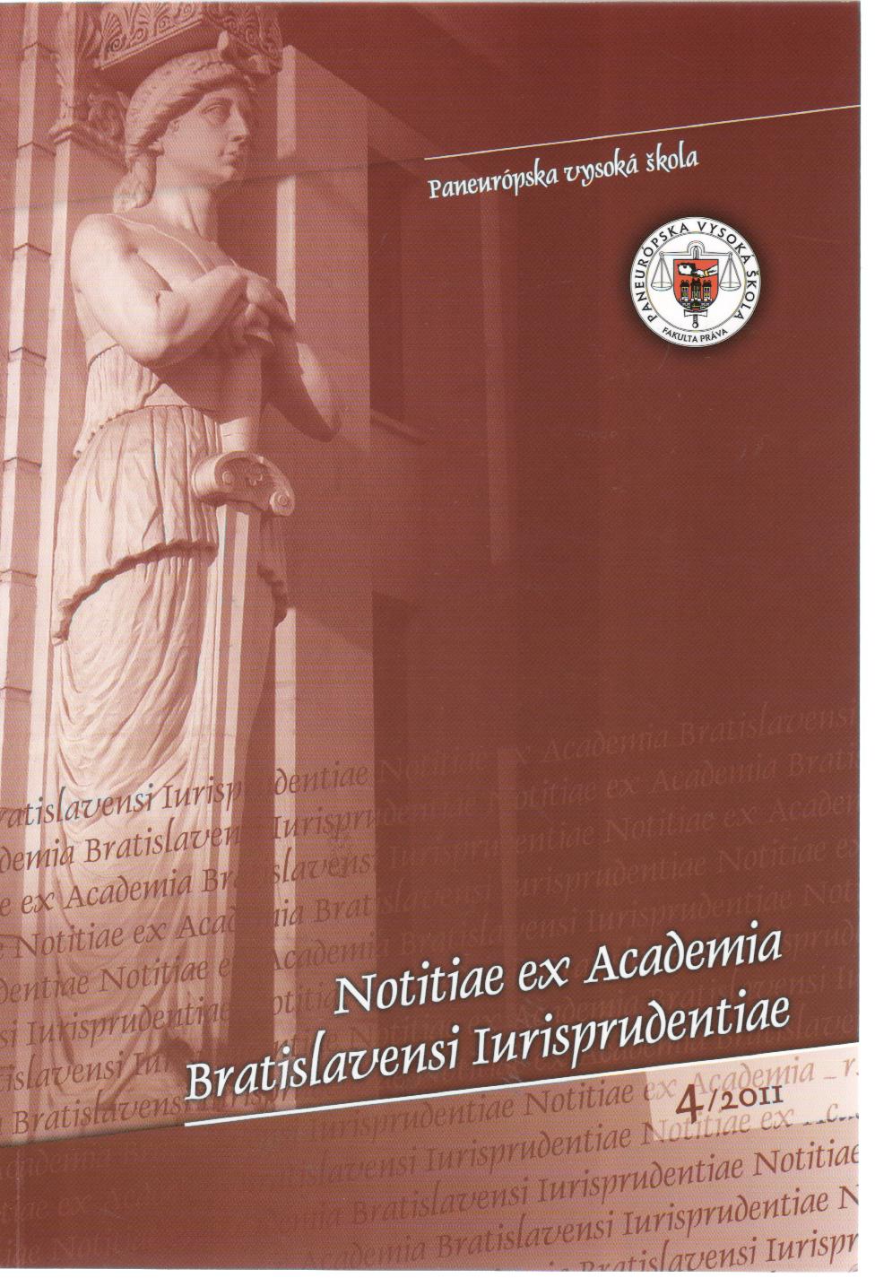 4/2011 Notitiae ex Academia Bratislavensi Iurisprudentiae