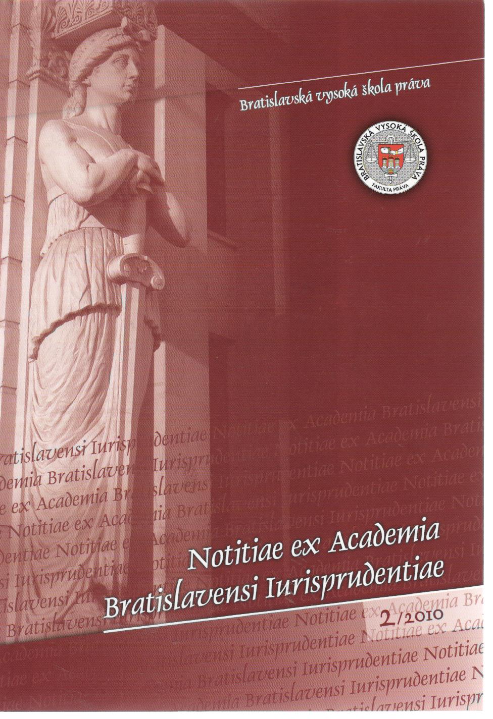 2/2010 Notitiae ex Academia Bratislavensi Iurisprudentiae