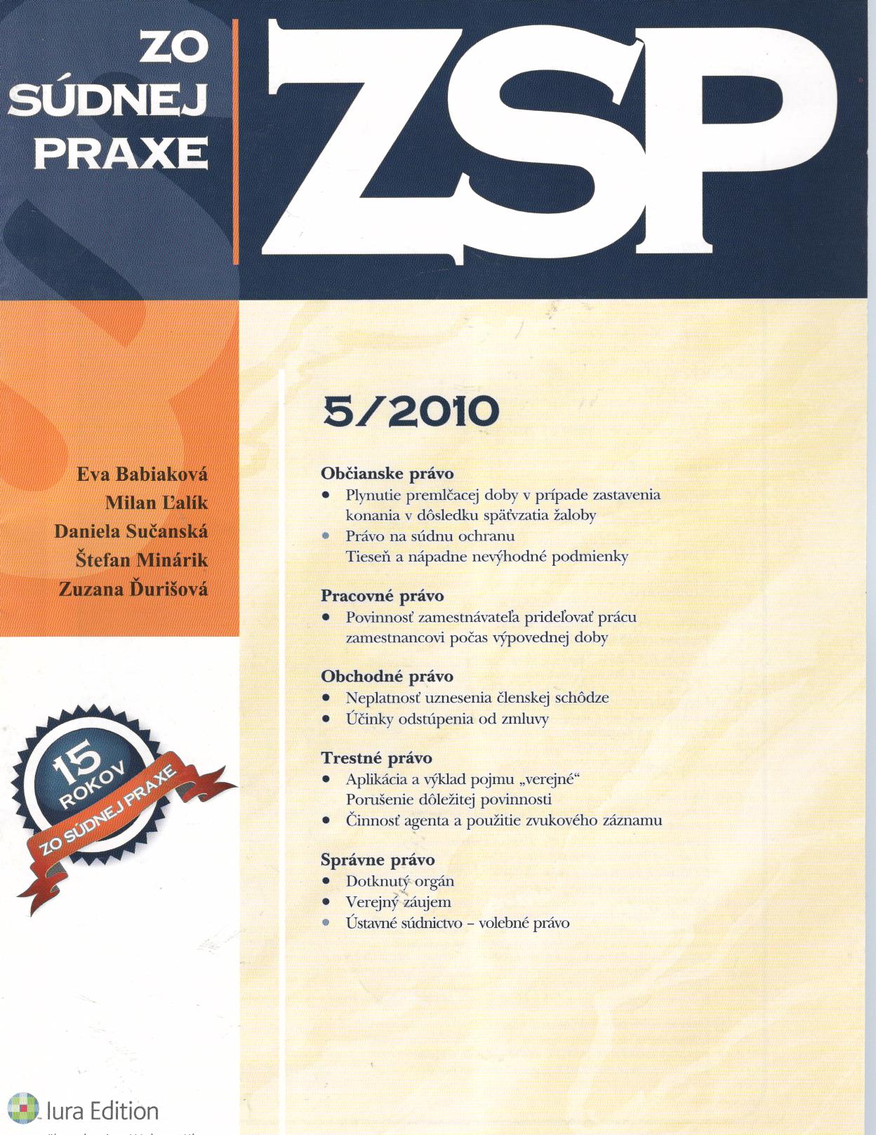 Zo súdnej praxe 5/2010