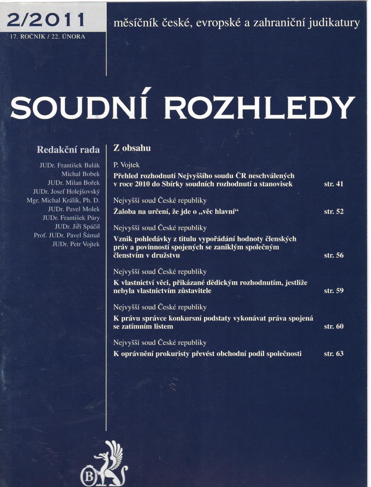 Soudní rozhledy 2/2011