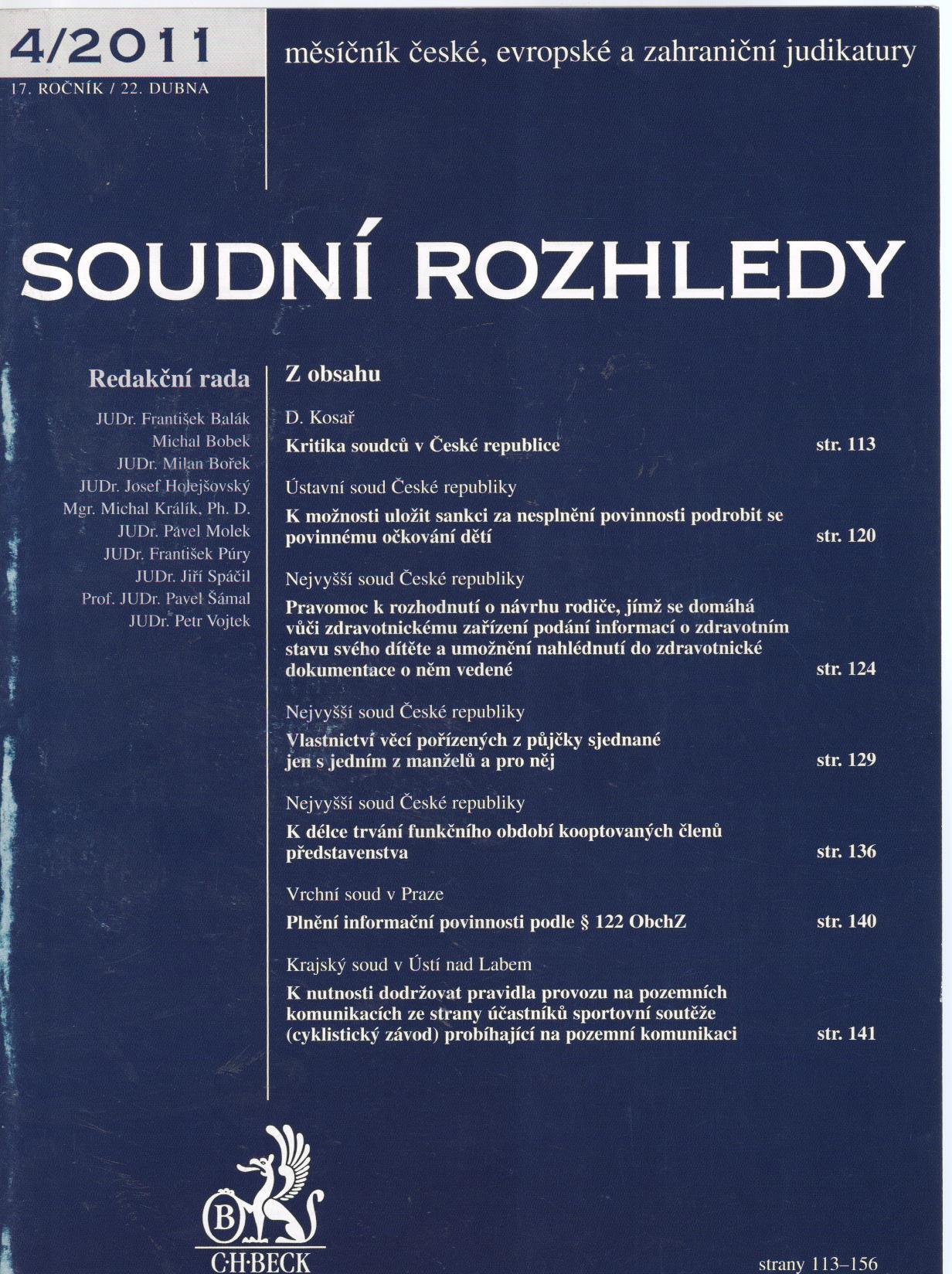 Soudní rozhledy 4/2011