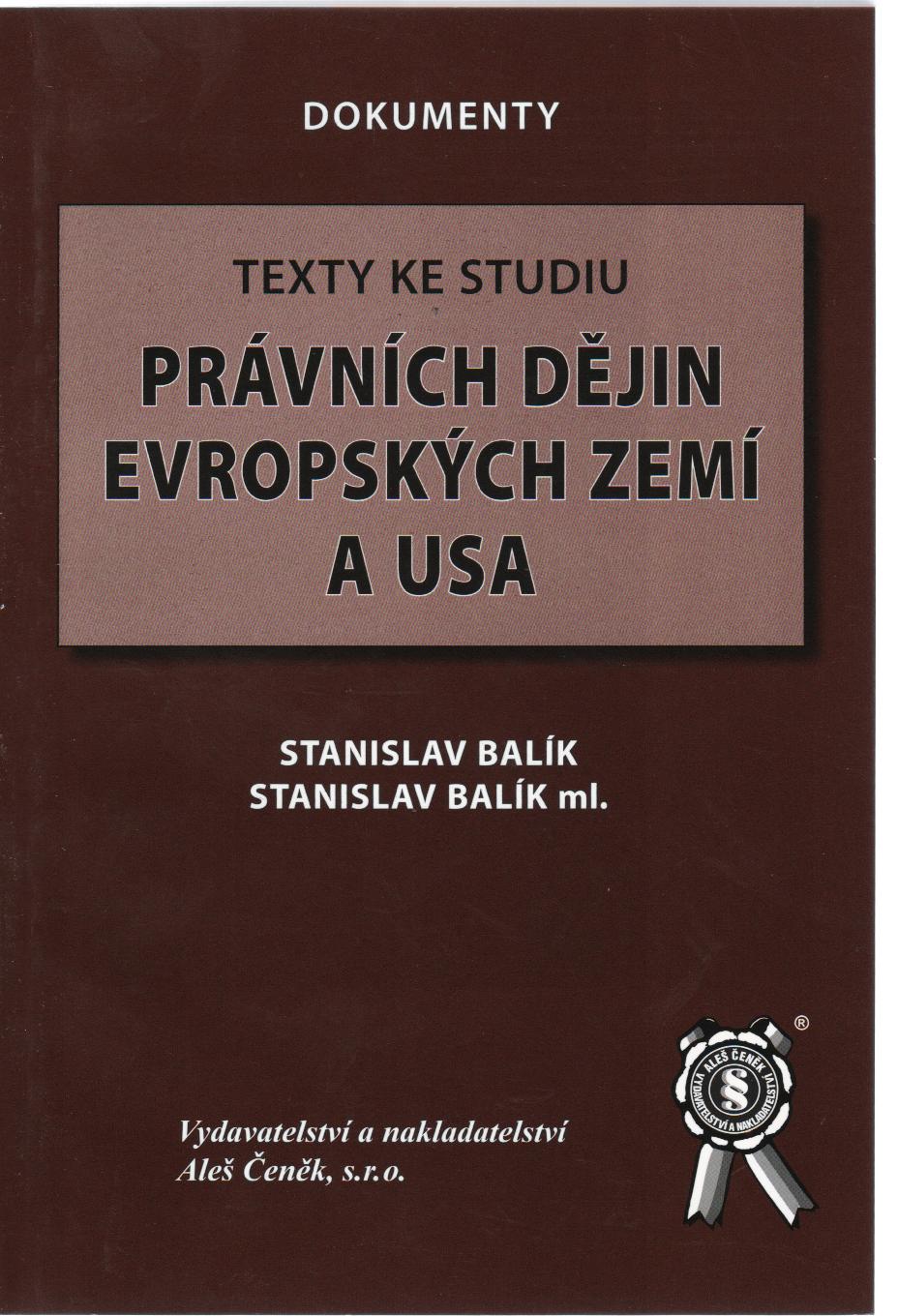 Texty ke studiu právních dějin evropských zemí a USA