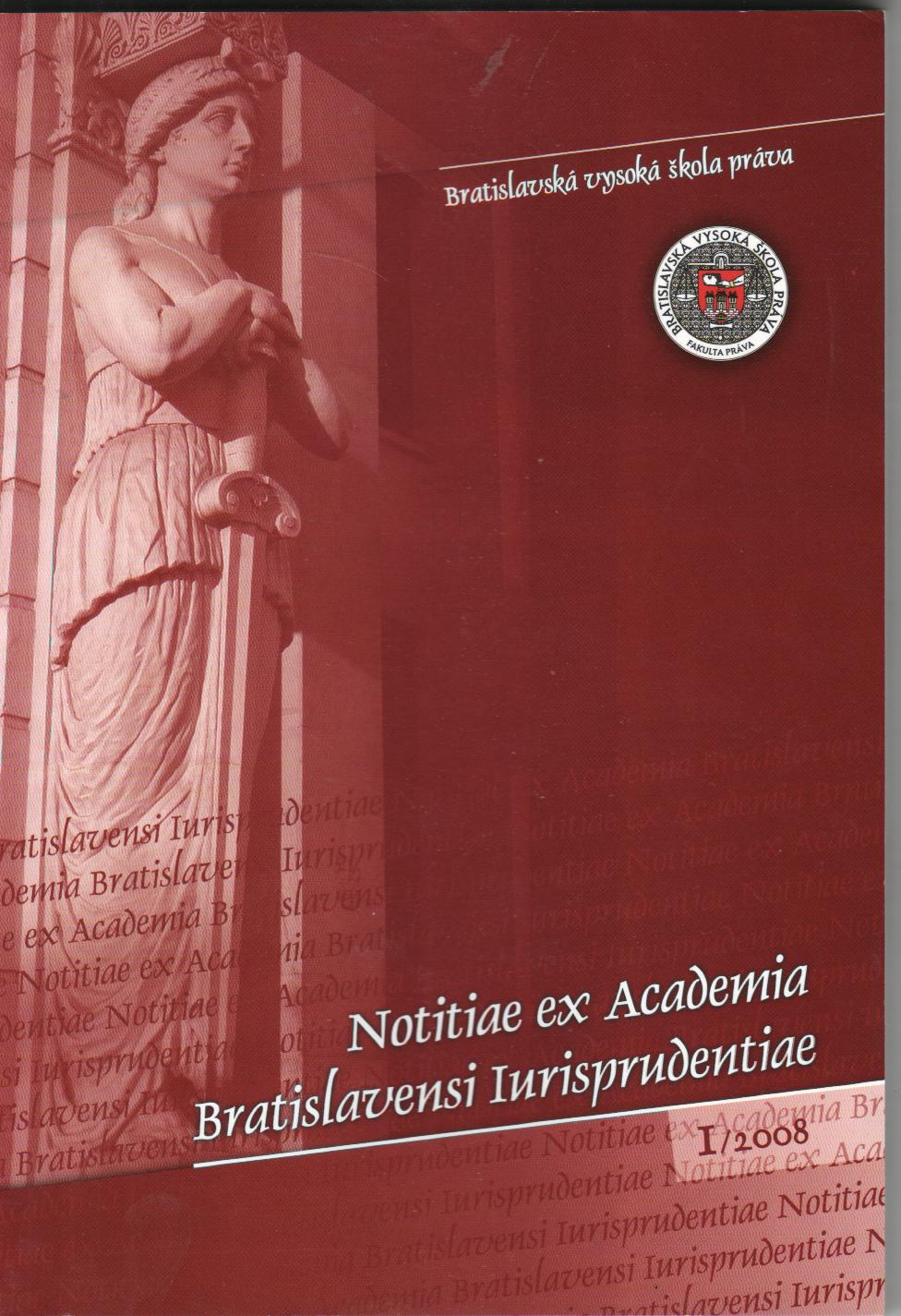 1/2008 Notitiae ex Academia Bratislavensi Iurisprudentiae