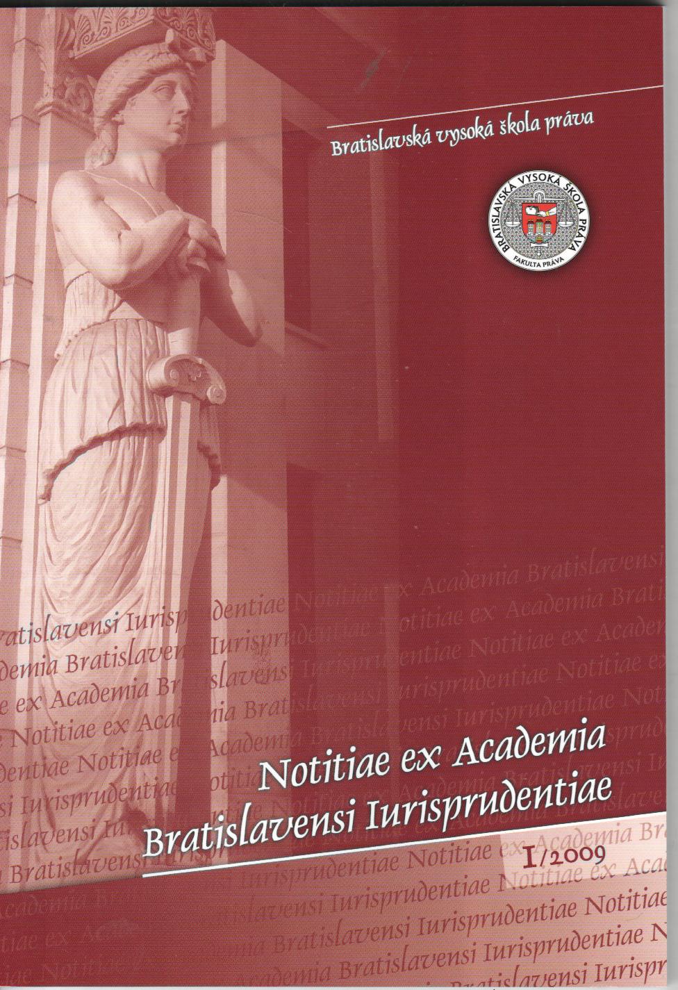 1/2009 Notitiae ex Academia Bratislavensi Iurisprudentiae